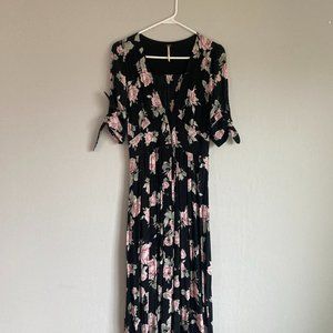 Free People Love of My Life Midi Dress Black Floral